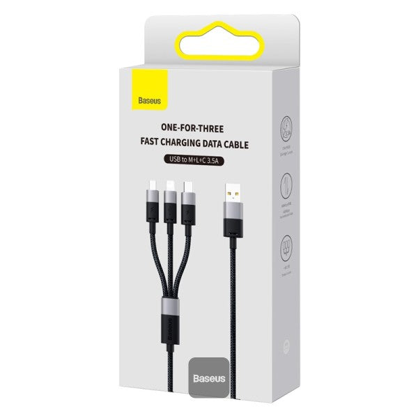 Baseus StarSpeed 1-for-3 Fast Charging Data Cable USB to M+L+C 3.5A 1.2m