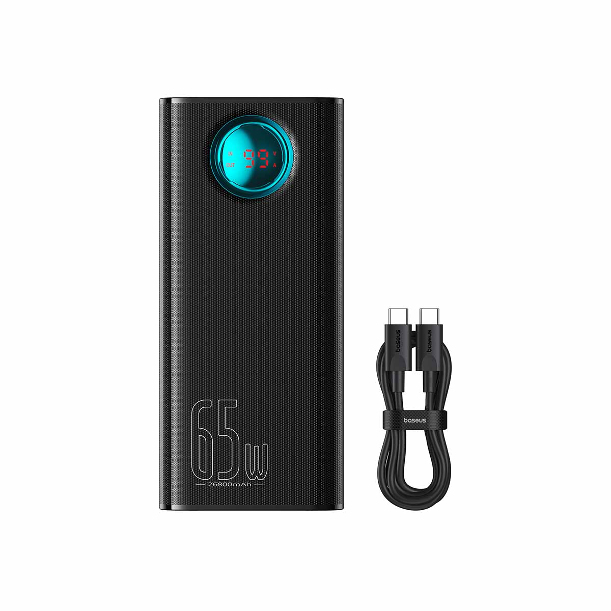 Baseus Amblight Digital Display Fast Charge Power Bank 26800mAh (Baseus Xiaobai Series Fast Charging Cable Type-C to Type-C 1m)