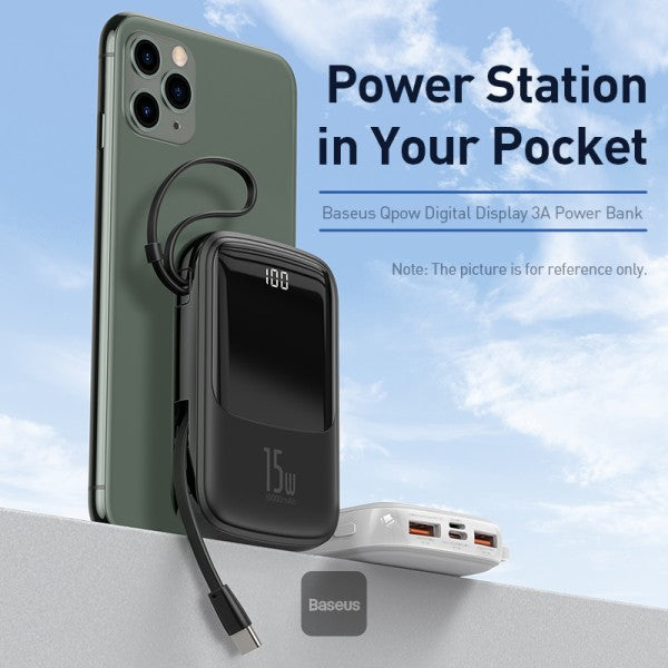 Baseus Qpow Digital Display 3A 15W 10000mAh Power Bank with Type-C Cable
