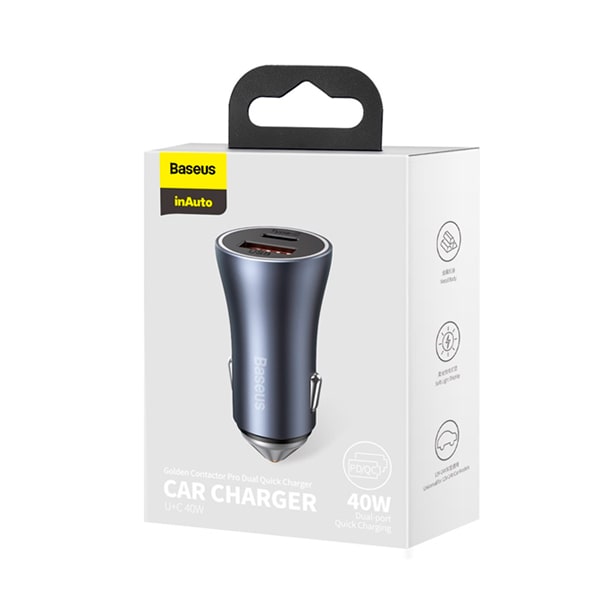 Baseus Golden Contactor Pro Dual Quick Car Charger U+C 40w