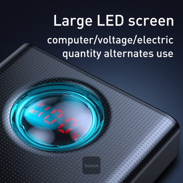 Baseus Amblight Digital Display Fast Charge Power Bank 30000mAh (Include:Baseus Xiaobai Series Fast Charging Cable Type-C to Type-C 100W(20V/5A) 1m) Overseas Edition