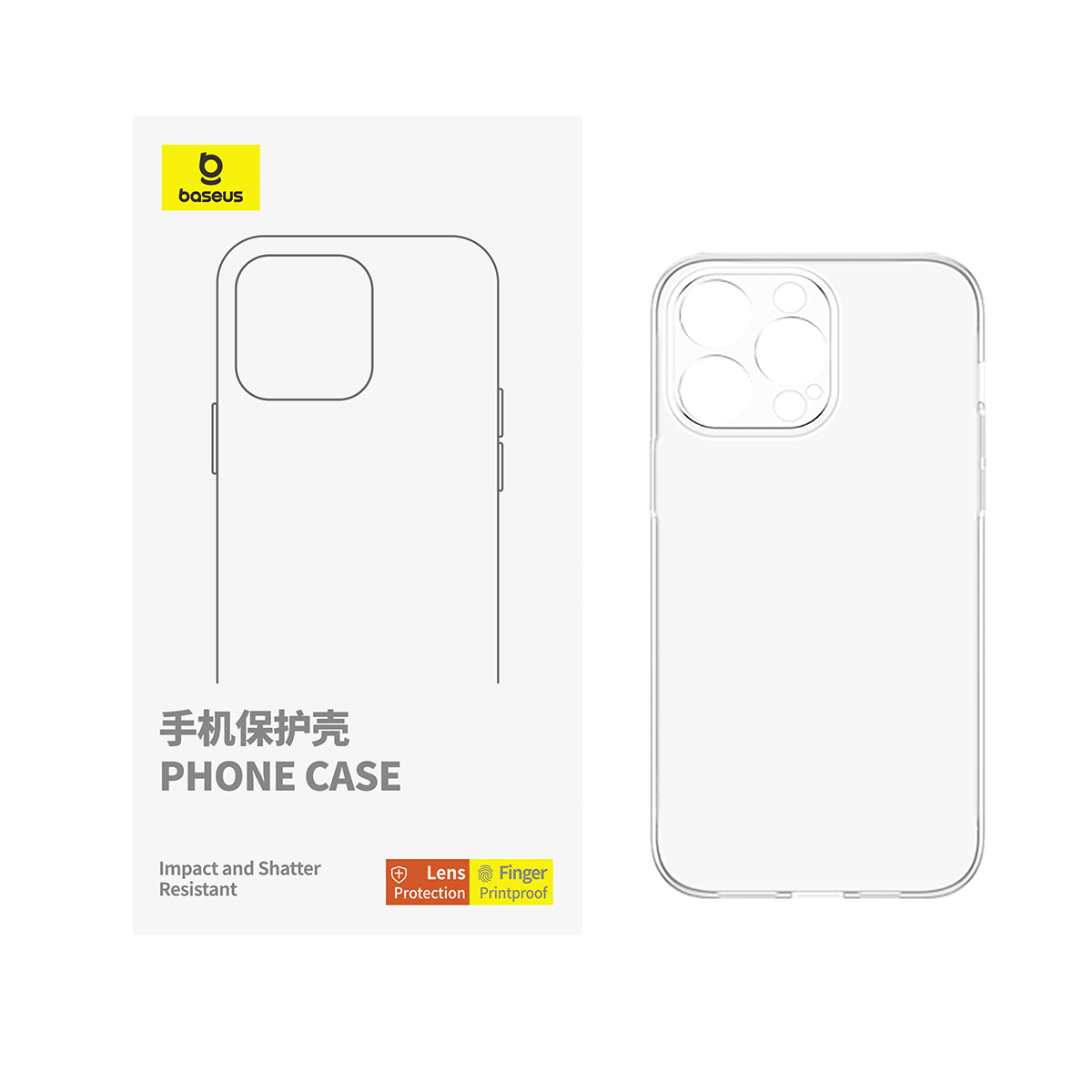 Baseus Simple Series 2 Protective Case for iP 15 Series, Clear