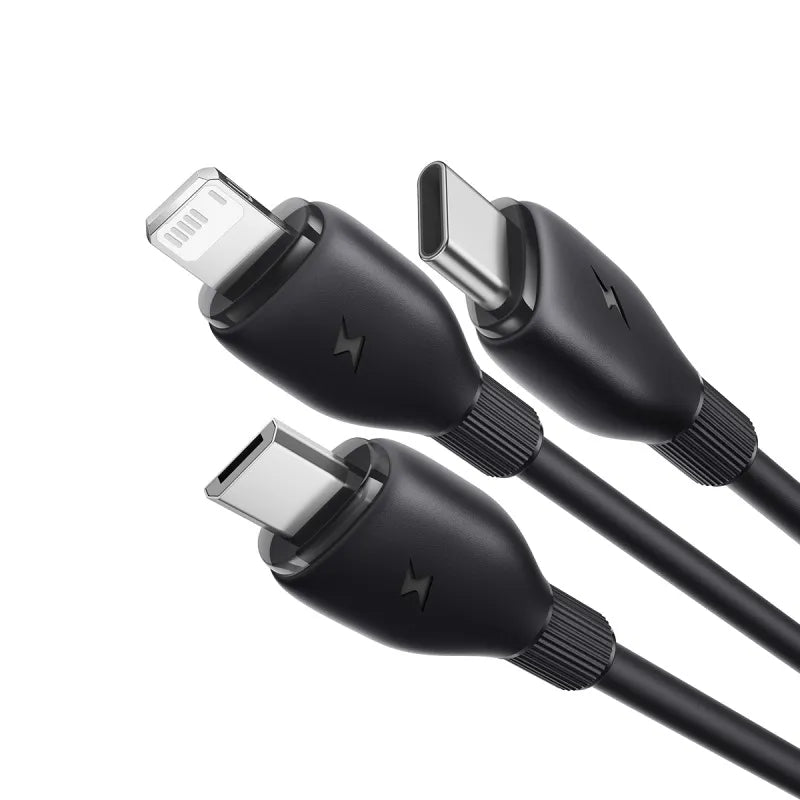 Baseus Ultra-Fast 3 in 1 Fast Charging Cable USB to Micro USB Lightning USB-C 3.5A 1.3m