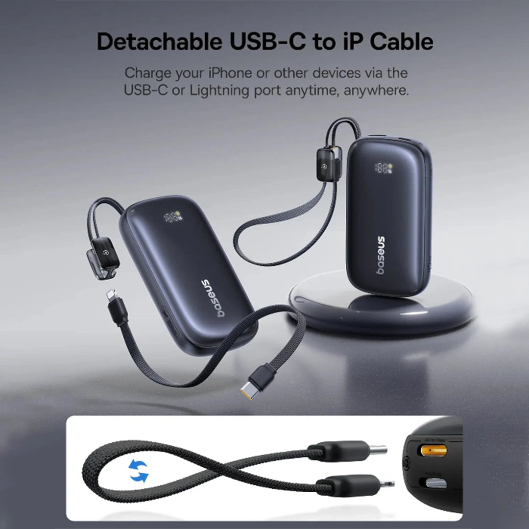 Baseus EnerFill FC21 Qpow 3 Ultra Digital Display Power Bank with Detachable Cable 10000mAh 22.5W