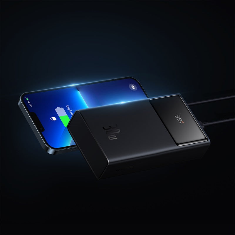 Baseus Star-Lord Digital Display Fast Charging Power Bank 10000mAh 30W Cluster Black(With Simple Series Charging Cable USB to Type-C 3A 0.3m Black)