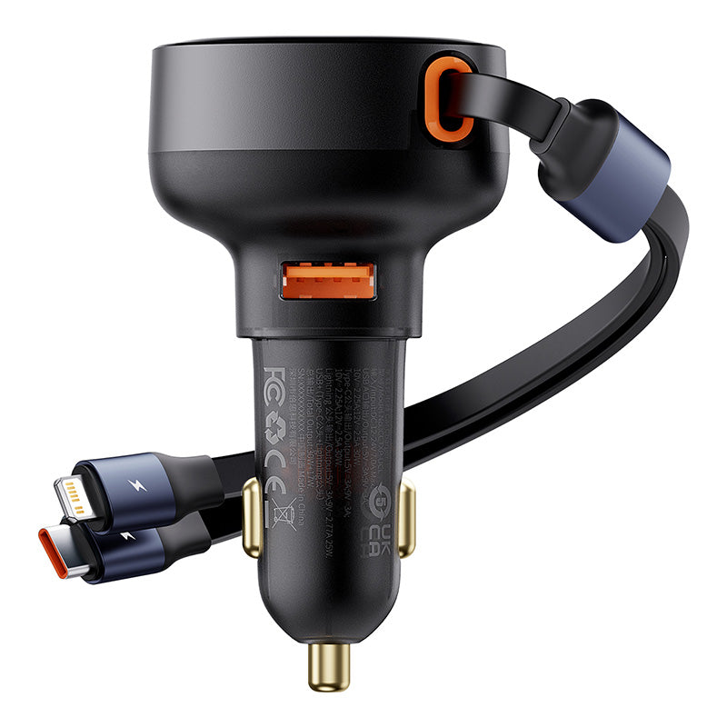 Baseus Enjoyment Pro Car Charger U+Retractable C & iP Cable 60W