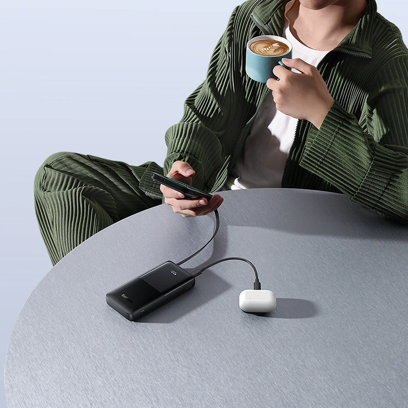 Baseus Bipow 2 Digital Display Power Bank 10000mah 20W With Built-in Type C Cable