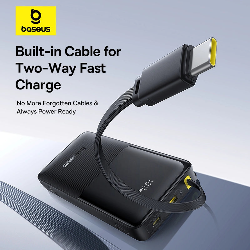 Baseus Bipow 2 Digital Display Power Bank 10000mah 20W With Built-in Type C Cable