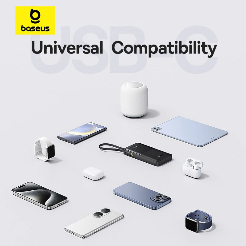 Baseus Bipow 2 Digital Display Power Bank 10000mah 20W With Built-in Type C Cable