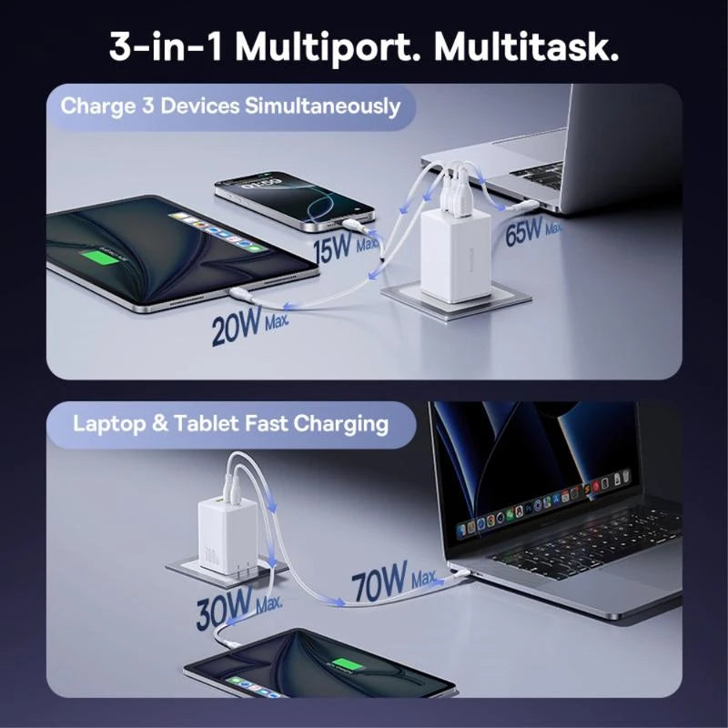 Baseus EnerFill FE11 3-Port USB-C Fast Charger 100W