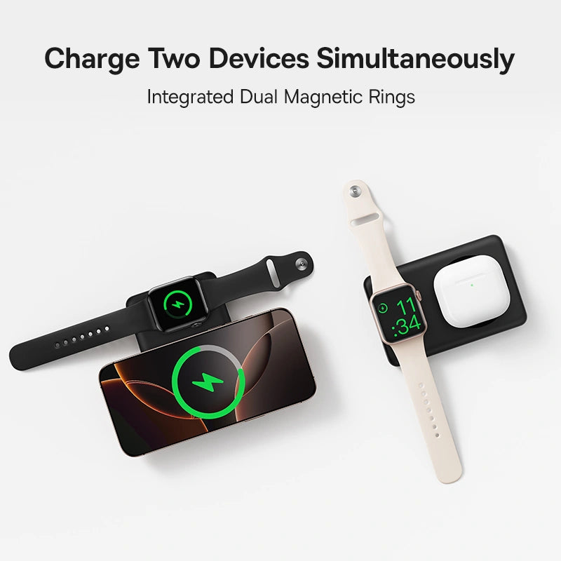 Baseus EnerFill FT11 Magnetic Power Bank for iWatch and Phone 10000mAh 27W Cosmic Black