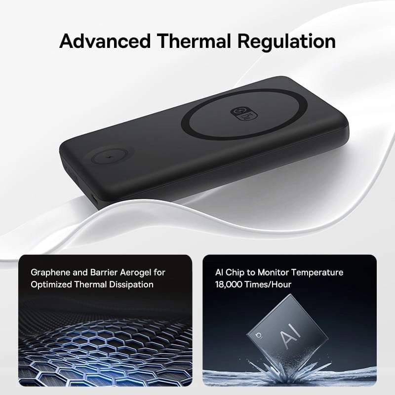 Baseus EnerFill FT11 Magnetic Power Bank for iWatch and Phone 10000mAh 27W Cosmic Black
