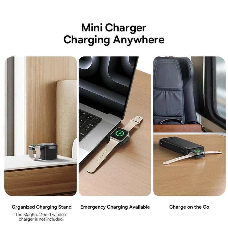 Baseus MagPro Magnetic Wireless Charger for Apple Watch, 2.5W, Type-C, MagSafe-Compatible, Portable Travel Charger