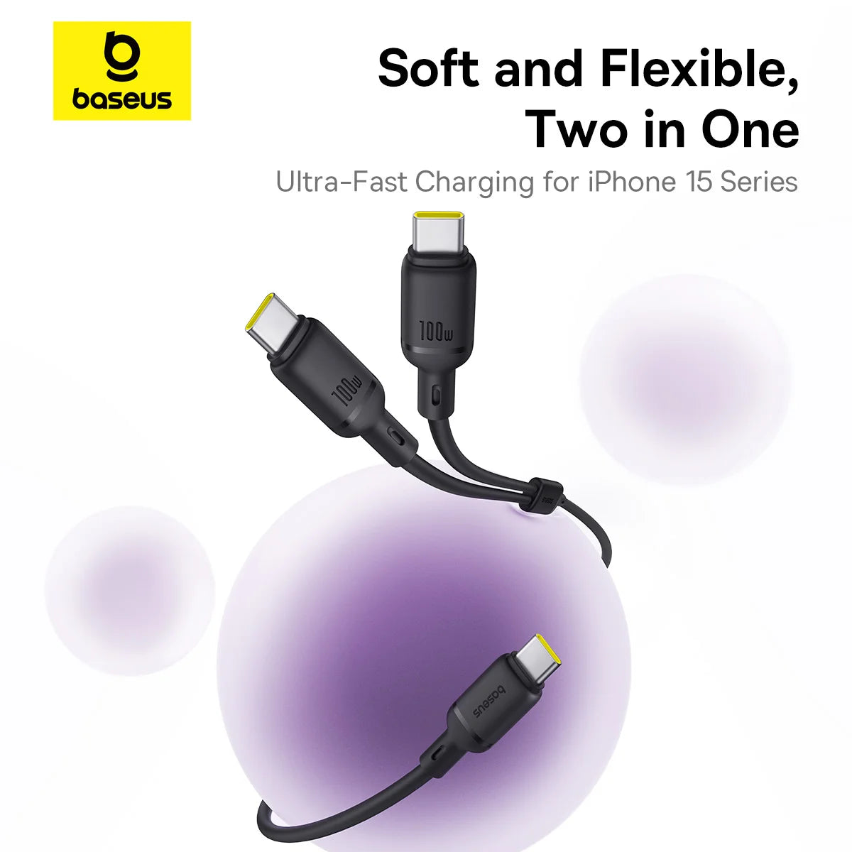 Baseus New Pudding Series Fast Charging Cable Type-C to Type-C 100W 1.5m Cluster Black