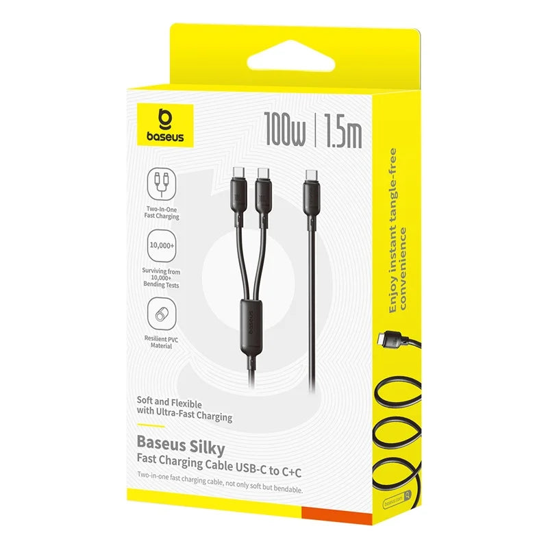 Baseus New Pudding Series Fast Charging Cable Type-C to Type-C 100W 1.5m Cluster Black