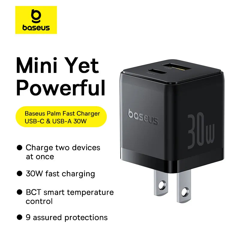 Baseus Palm Series Fast Charger C+U 30W US