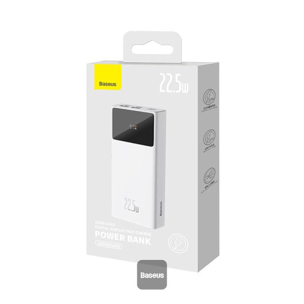 Baseus Star-Lord Digital Display Fast Charging Power Bank 20000mAh 22.5W (With Simple Series Charging Cable USB to Type-C 3A 0.3m )