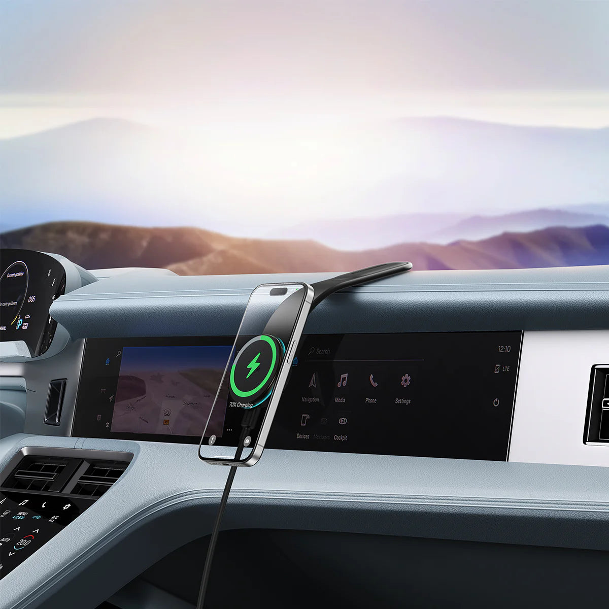 Baseus C02 Pro Series Magnetic Wireless Charging Car Mount Cluster Black