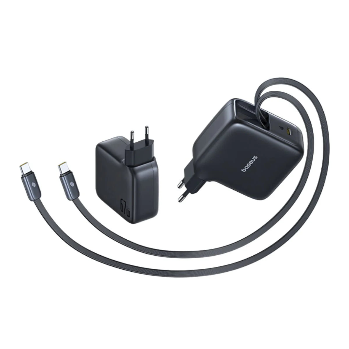 Baseus EnerCore CJ21 Fast Charger with Dual Retractable Cables 3C 67W