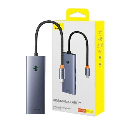 Baseus UltraJoy Series 7-Port HUB Docking Station Space Grey(Type-C to HDMI4K@60Hz*1+USB3.0*3+PD*1+SD/TF*1 )