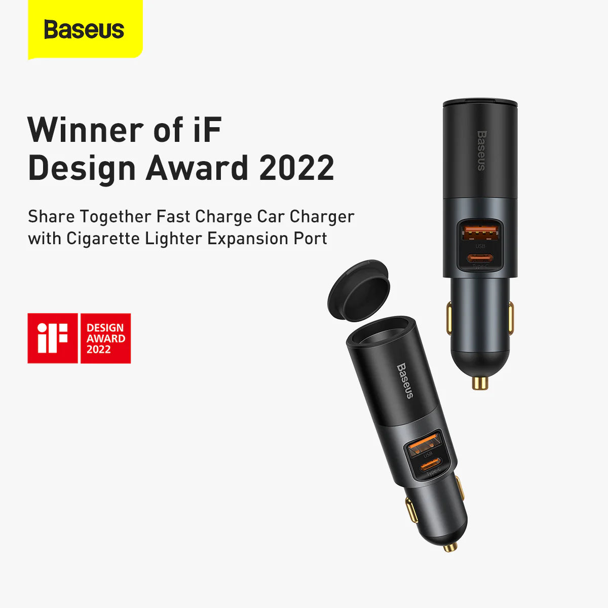 Baseus Share Together Fast Charge Car Charger with Cigarette Lighter Expansion Port 120W