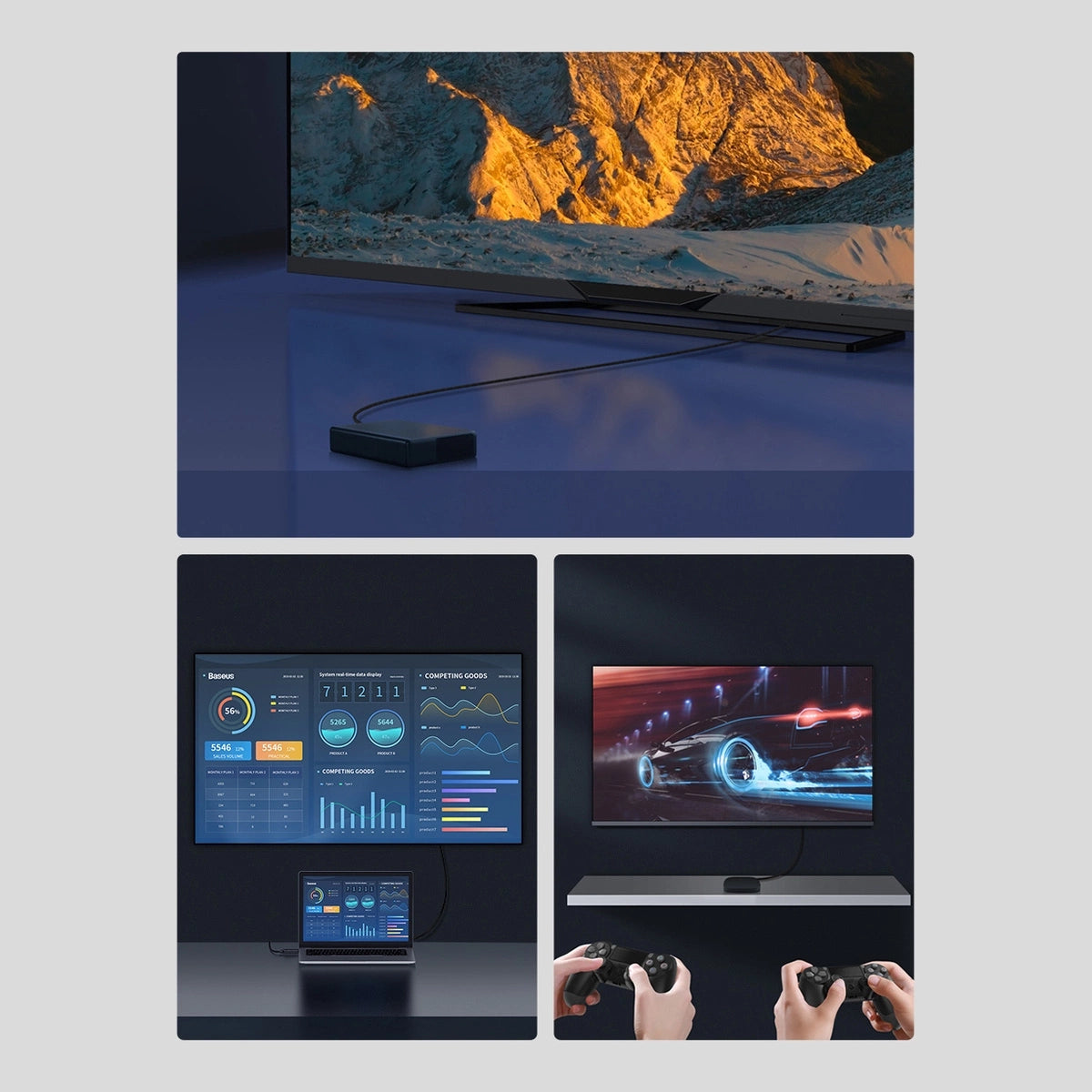 Baseus High Definition Series HDMI 8K to HDMI 8K Adapter Cable Black