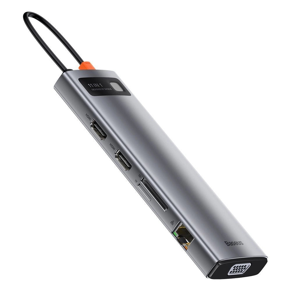 Baseus Metal Gleam Series 11-Port HUB(Type-C to 2*HDMI4K@60Hz*1+VGA*1+USB3.0*3+PD*1+RJ45*1+SD*1+TF*1+3.5mm*1)