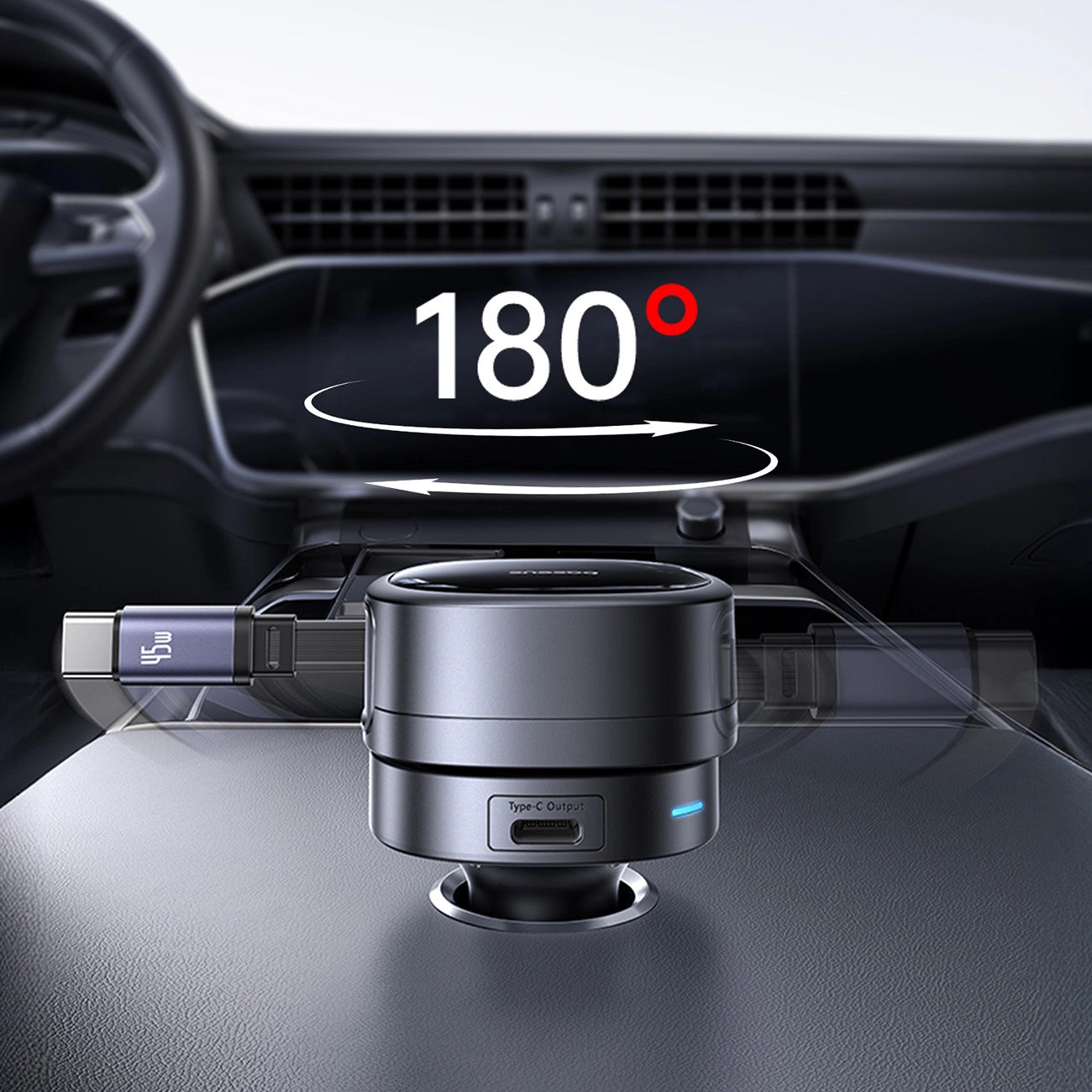 Baseus PrimeTrip VR1 60W USB-A USB-C Car Charger with Retractable USB-C Cable