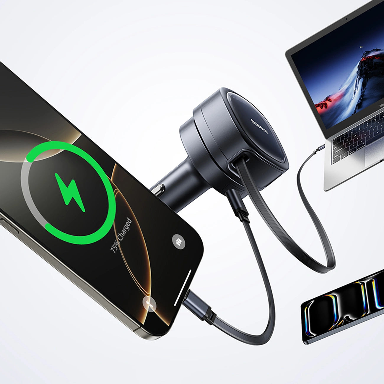 Baseus PrimeTrip VR1 60W USB-A USB-C Car Charger with Retractable USB-C Cable