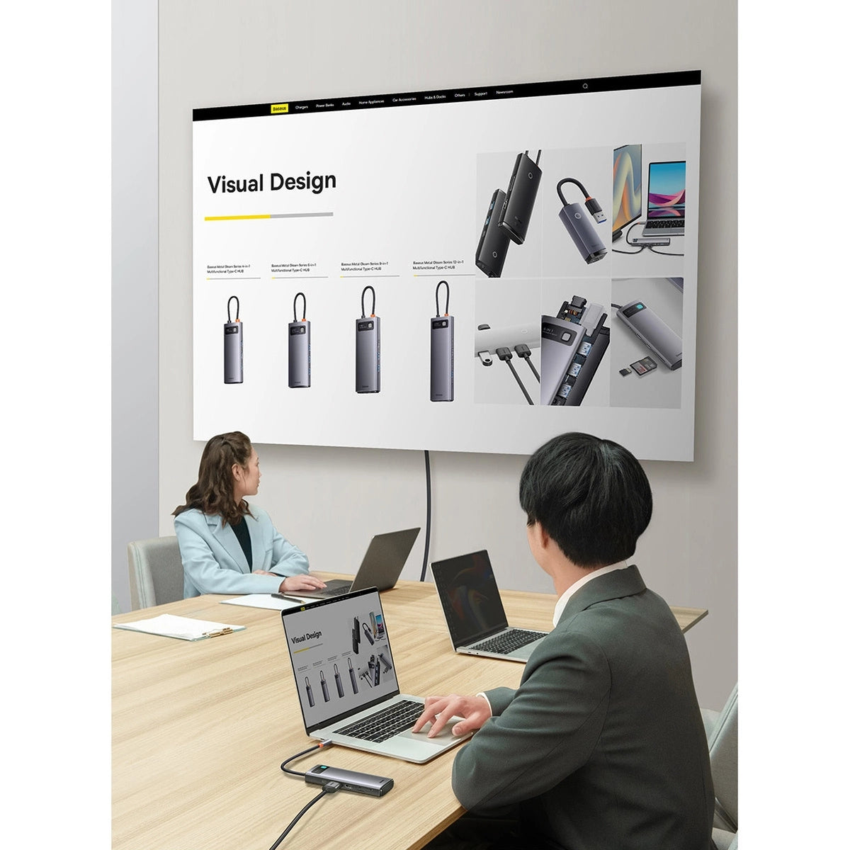 Baseus Metal Gleam Series 8-in-1 Multifunctional Type-C HUB Docking Station Space Gray Type-C to HDMI4K@60Hz*1+USB3.1*3+PD*1+RJ45*1+SD/TF*1)