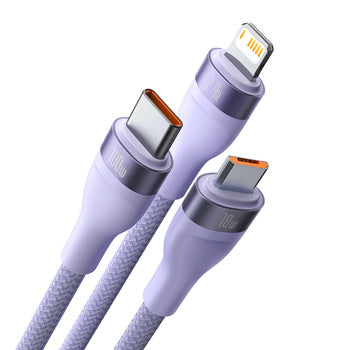 Baseus Flash Series Ⅱ One for three Fast Charging Data Cable USB to M+L+C 100W 1.2m