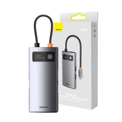 Baseus Metal Gleam Series 4-in-1 Multifunctional Type-C HUB Docking Station( Type-C to HDMI*1+USB3.0*1+USB2.0*1+PD*1)