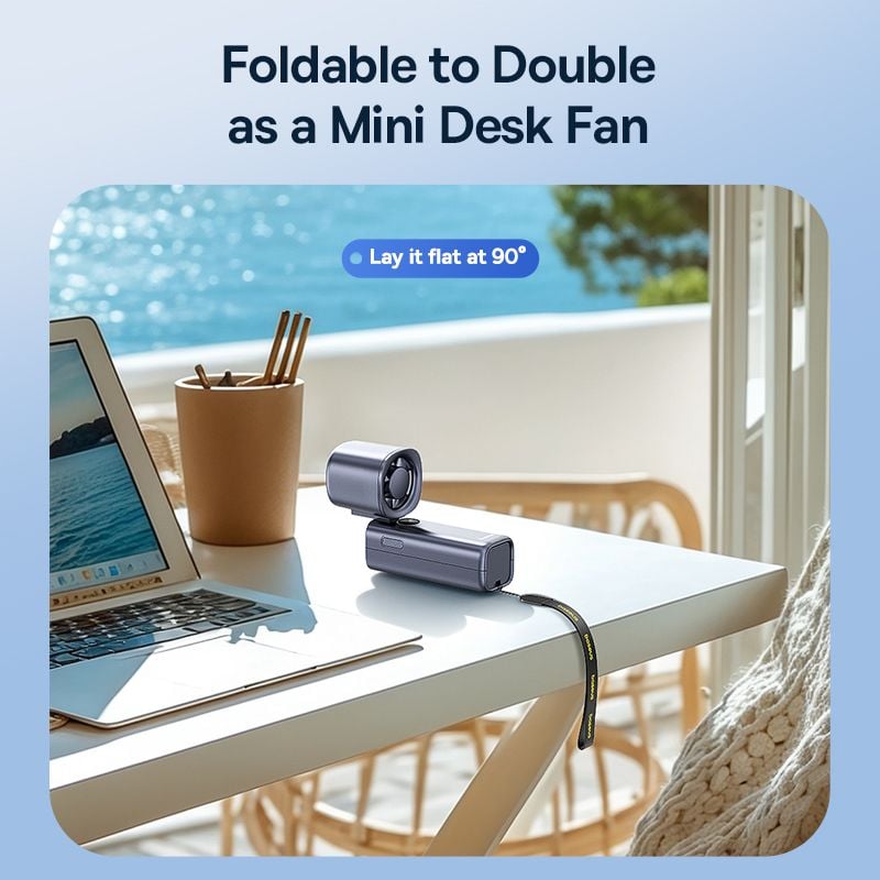 Baseus Foldable Handheld Fan 5-Speed Wind and Digital Display 4000mAh Rechargeable Portable Mini Fan For Indoor and Outdoor Use