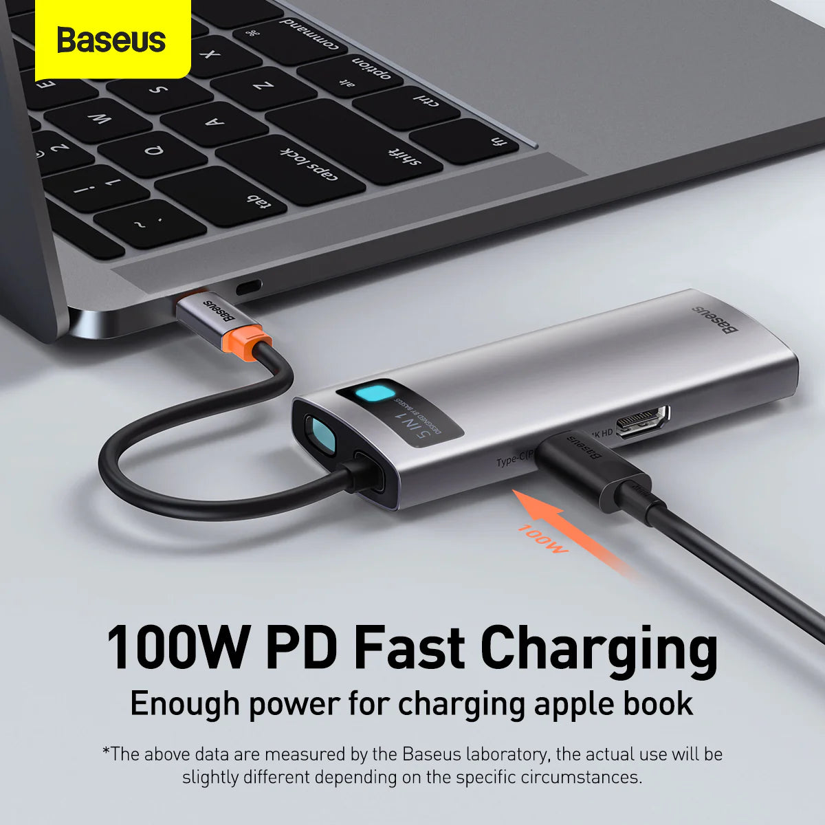 Baseus Metal Gleam Series 5-in-1 Multifunctional Type-C HUB Docking Station Gray 30Hz Version（Type-C to HDMI*1+USB3.0*3+PD*1)