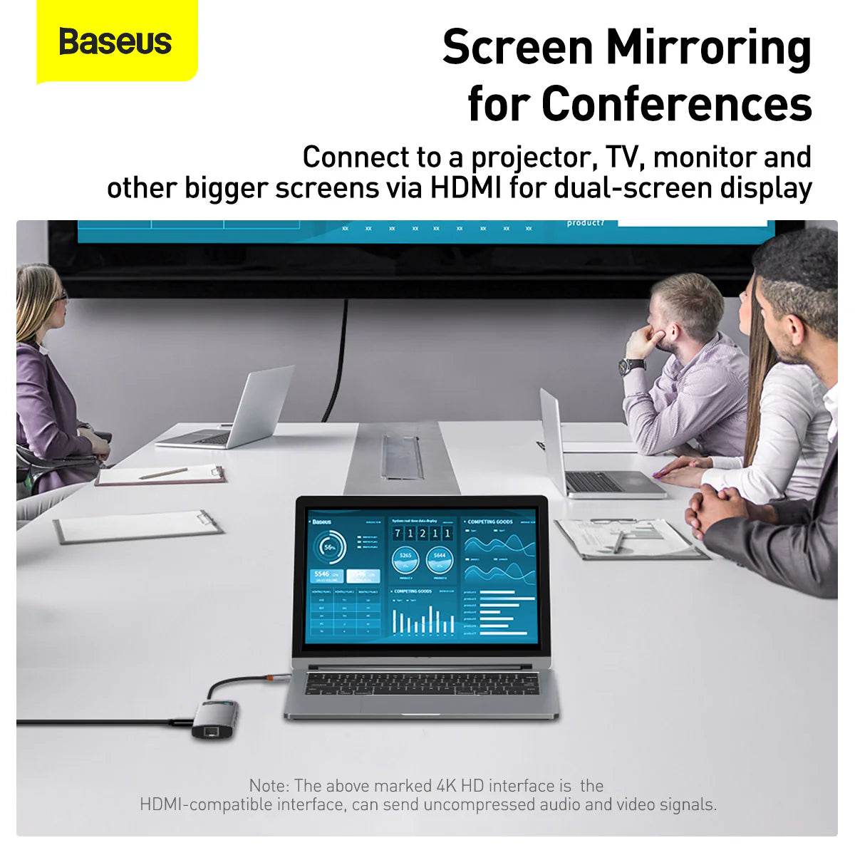 Baseus Metal Gleam Series 6-in-1 Multifunctional Type-C HUB Docking Station（Type-C to HDMI*1+USB3.0*3+PD*1+VGA*1）