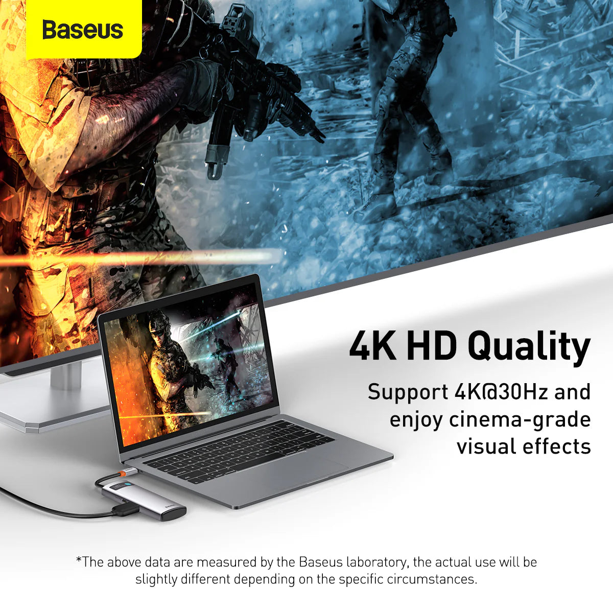 Baseus Metal Gleam Series 5-in-1 Multifunctional Type-C HUB Docking Station Gray 30Hz Version（Type-C to HDMI*1+USB3.0*3+PD*1)