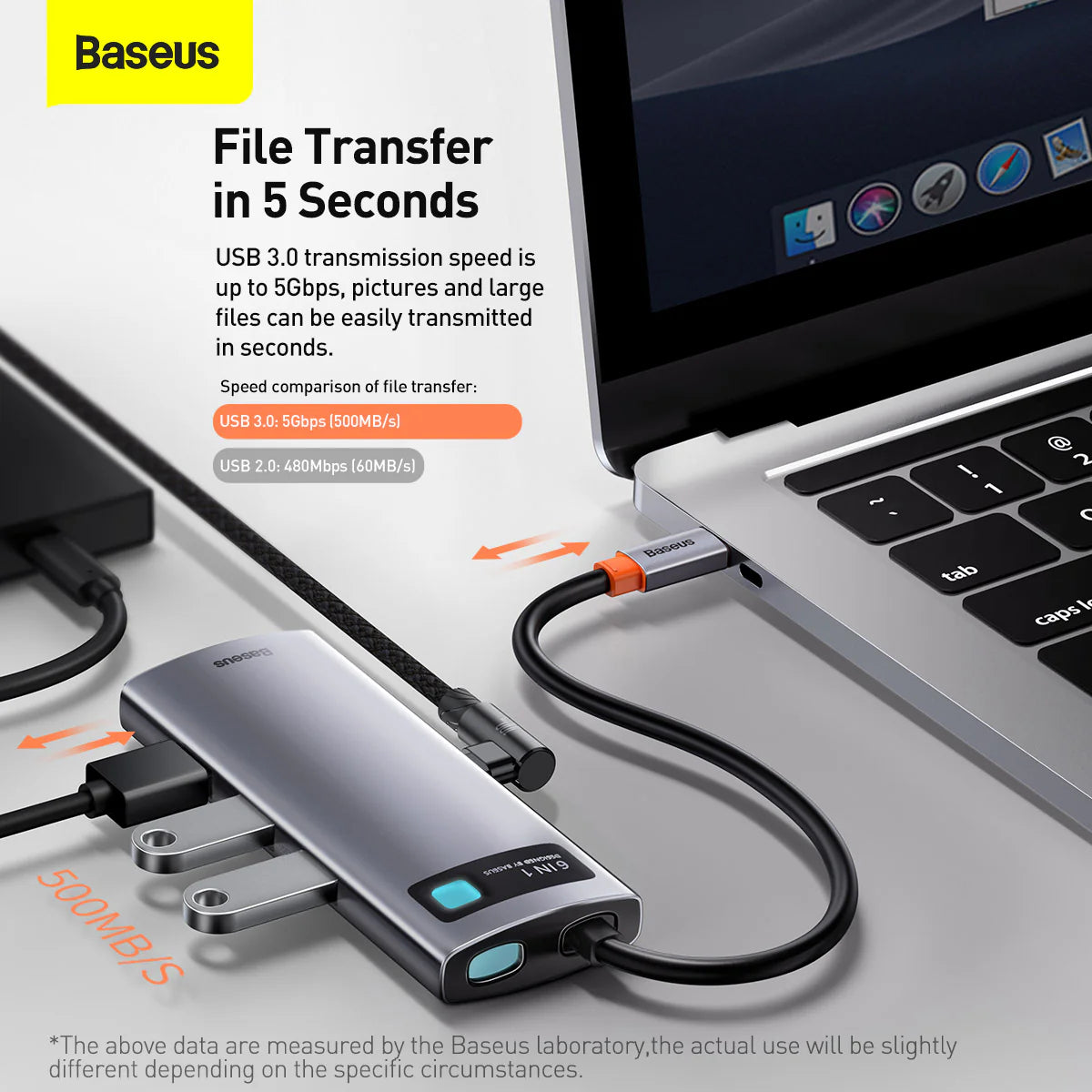 Baseus Metal Gleam Series 6-in-1 Multifunctional Type-C HUB Docking Station（Type-C to HDMI*1+USB3.0*3+PD*1+VGA*1）
