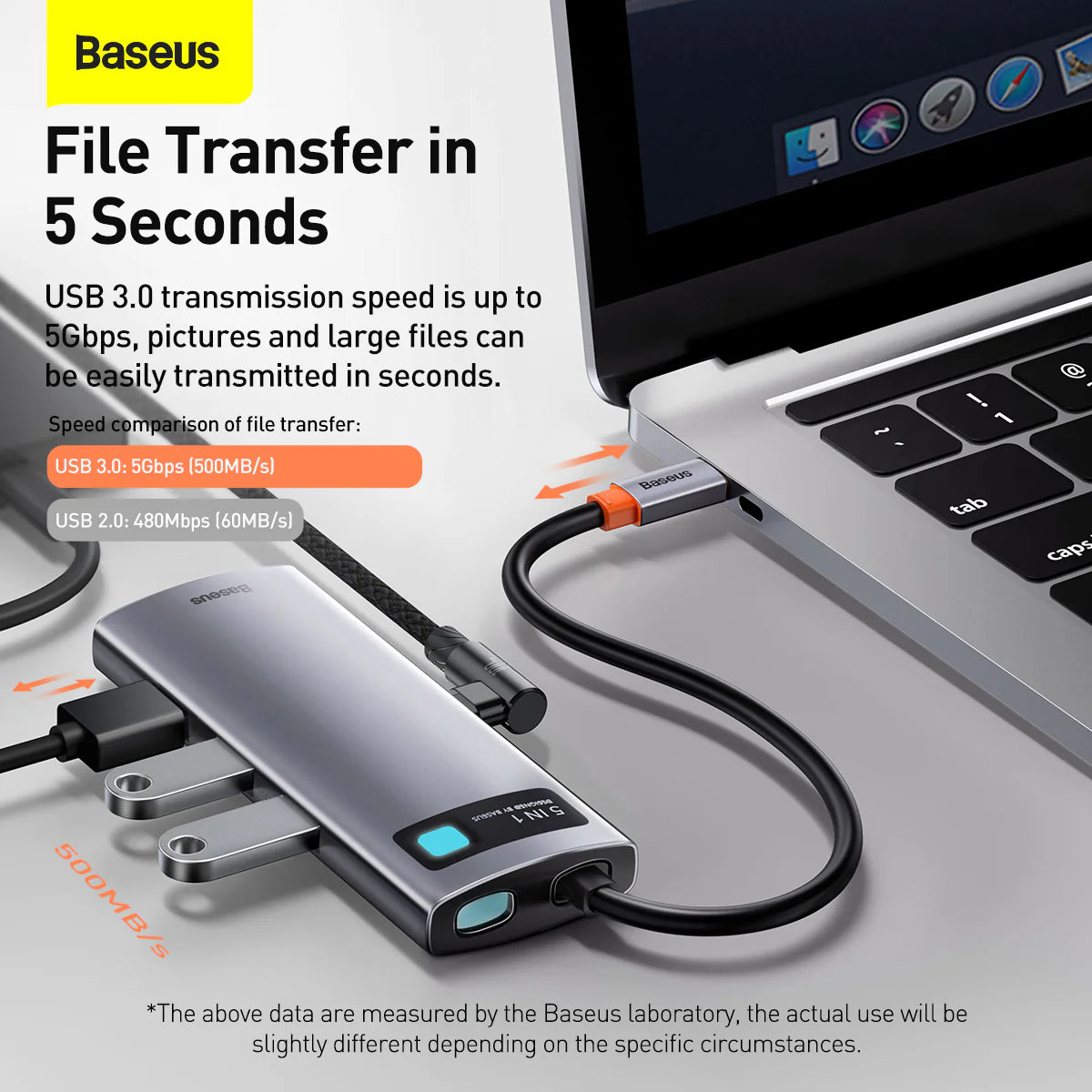Baseus Metal Gleam Series 5-in-1 Multifunctional Type-C HUB Docking Station Gray 30Hz Version（Type-C to HDMI*1+USB3.0*3+PD*1)
