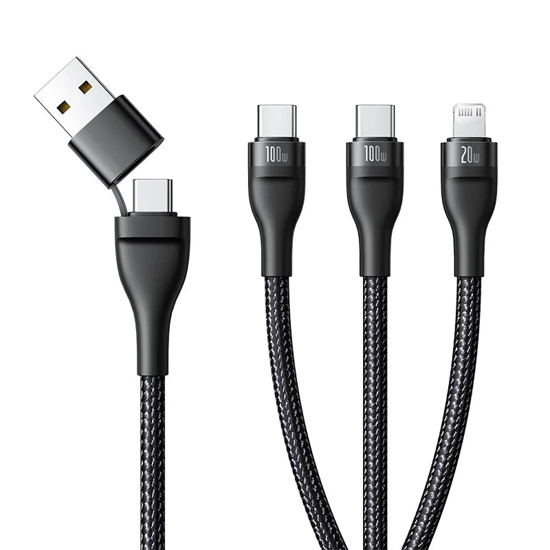 Baseus Flash Series 3 Two-For-Three Fast Charging Cable U+C To C+C+L 100W