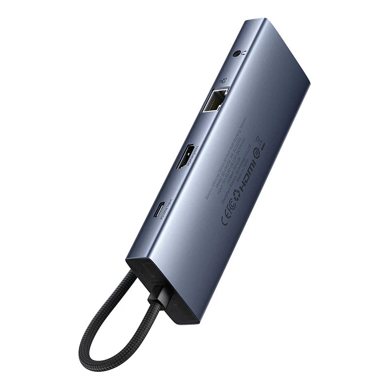 Baseus UltraJoy Series 10-Port HUB Docking Station Space Grey（Type-C to HDMI4K@60Hz*1+VGA*1+USB 3.0*3+PD*1+RJ45*1+SD/TF*1+3.5mm*1