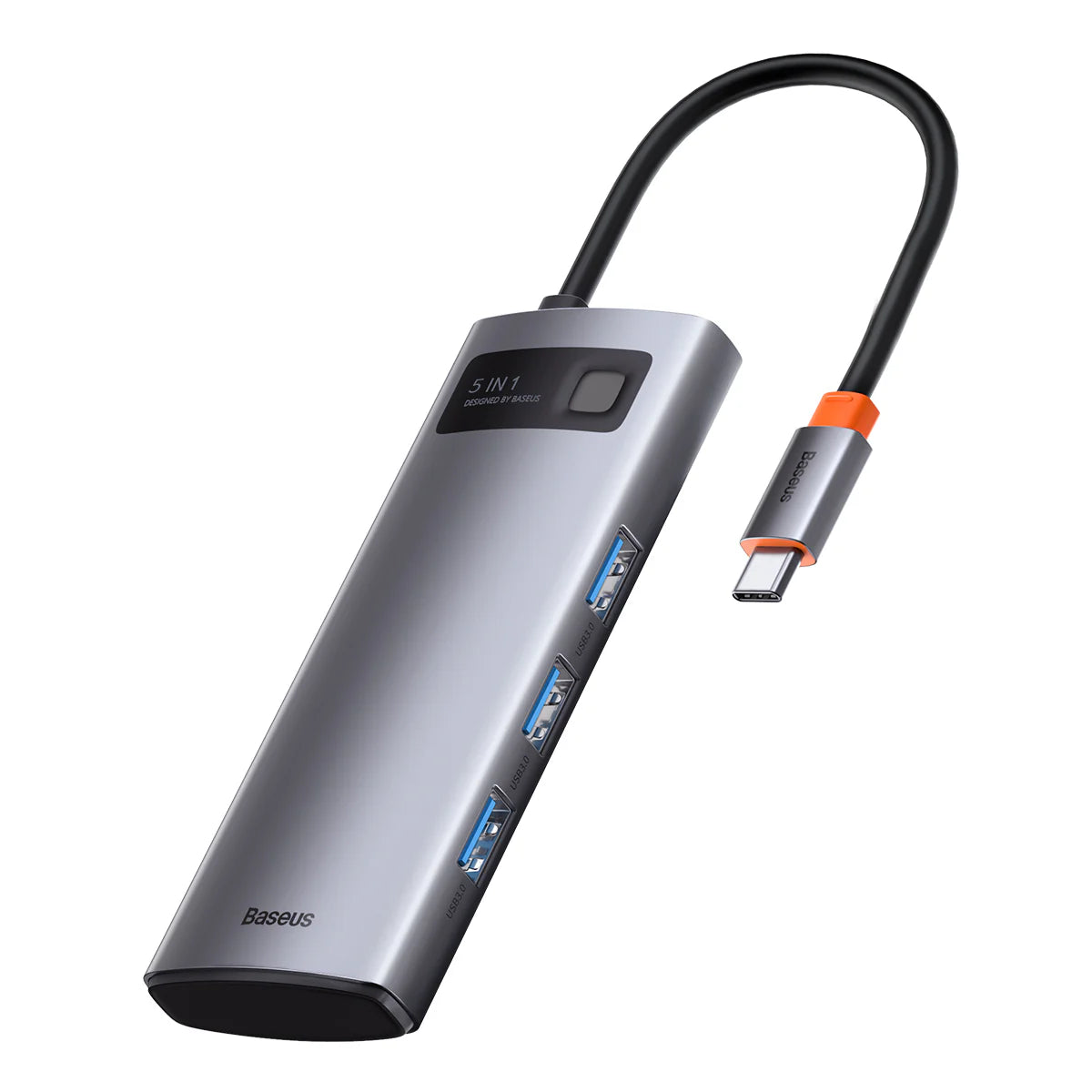 Baseus Metal Gleam Series 5-in-1 Multifunctional Type-C HUB Docking Station Gray 30Hz Version（Type-C to HDMI*1+USB3.0*3+PD*1)