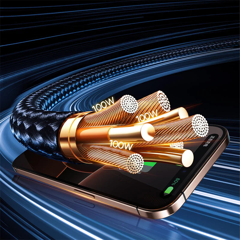 Baseus Flash Series 3 Two-For-Three Fast Charging Cable U+C To C+C+L 100W