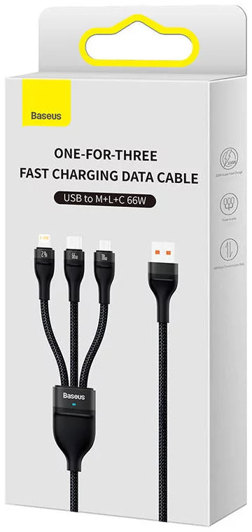 Baseus Flash Series II One-for-three Fast Charging Data Cable USB to M+L+C 66W