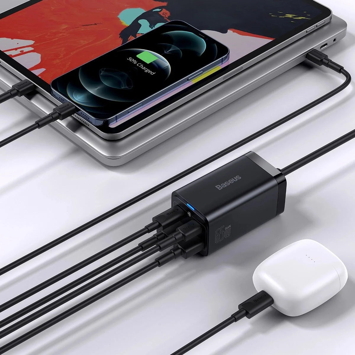 Baseus GaN3 Pro Desktop Fast Charger 2C+2U 65W CN Black(Include?Baseus Xiaobai series fast charging Cable Type-C to Type-C 100W(20V/5A) 1m
