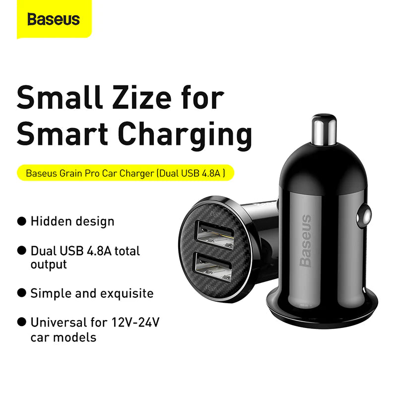 Baseus Grain Pro Car Charger (Dual USB 4.8A )