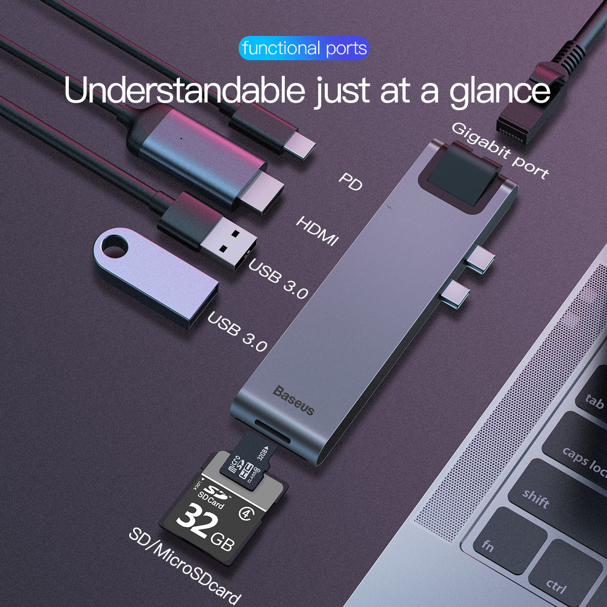 Baseus thunderbolt C+Pro Seven-in-one smart HUB docking station