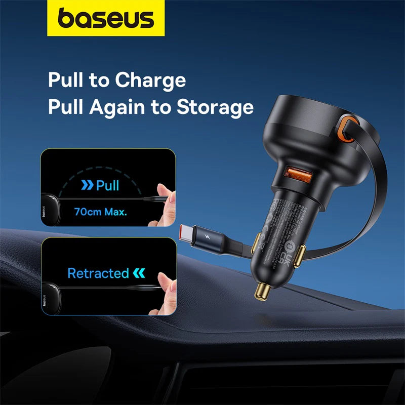 Baseus Enjoyment Pro Retractable USB-C Car Charger 60W