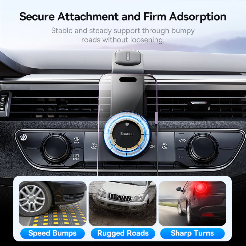 Baseus C02 Pro Series Magnetic Wireless Charging Car Mount Cluster Black
