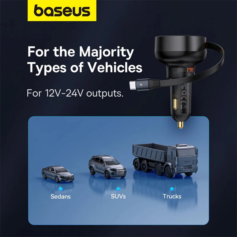 Baseus Enjoyment Pro Retractable USB-C Car Charger 60W