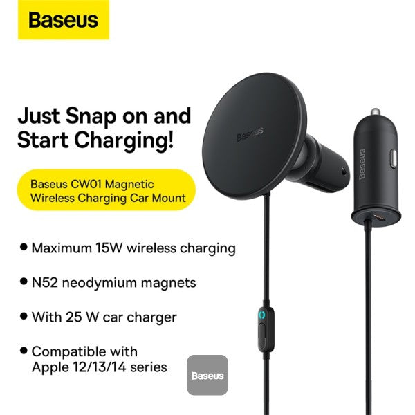 Baseus CW01 Magnetic Wireless Charging Car Mount 40W